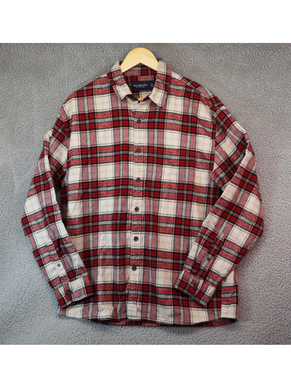 Abercrombie & Fitch Shirt Men Medium Red Plaid Flannel